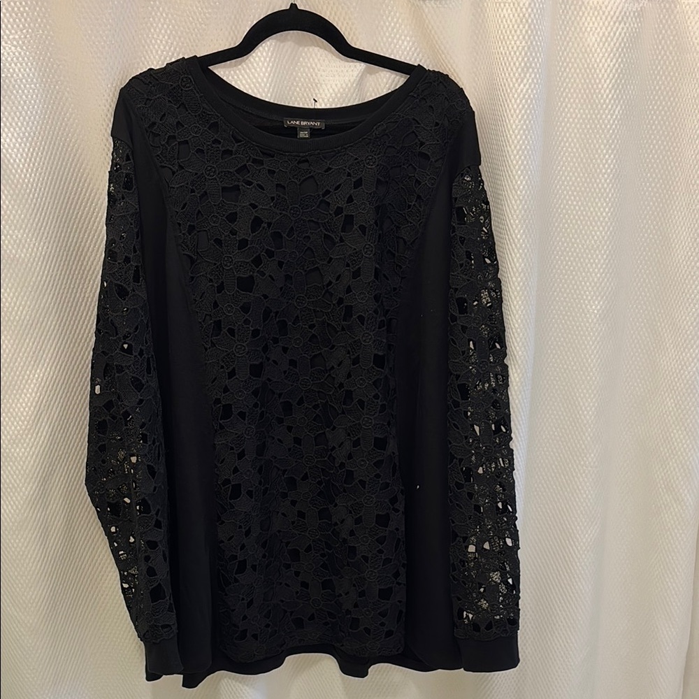 Black Lace Long Sleeve Top by Lane Bryant